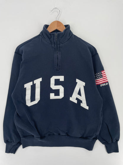 90's POLO RALPH LAUREN Size M Vintage Half Zip Sweat-shirt / A2668