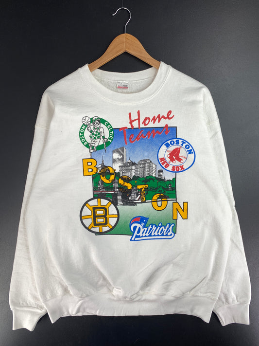90's TEAM BOSTON Size L Vintage NFL Sweat-Shirt / E486