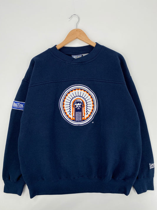 90's ILLINOIS FIGHTING ILLINI Size XL Vintage College Sweat-shirt / A1154