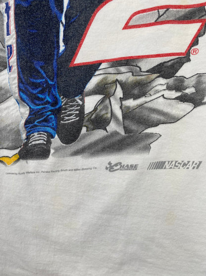 00’ NASCAR RUSTY WALLACE Size XL Vintage Racing T-Shirt / A1146