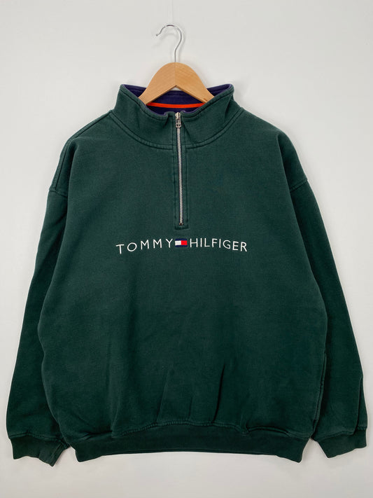 90's TOMMY HILFIGER Size XL Vintage Half-Zip Sweat-Shirt / A1365