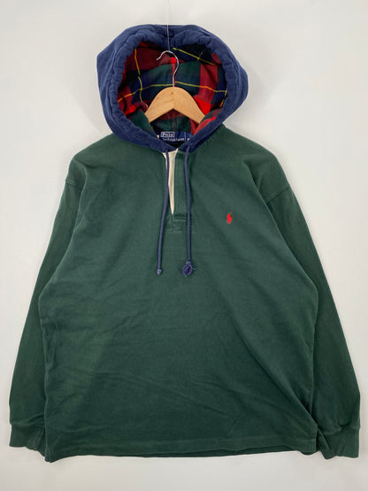 90's POLO RALPH LAUREN Size L Vintage Hoodie Rugby shirt / A1474