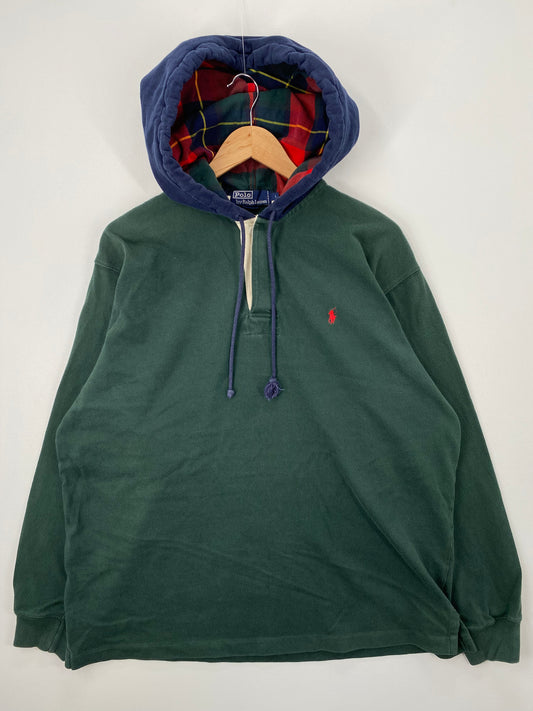 90's POLO RALPH LAUREN Size L Vintage Hoodie Rugby shirt / A1474