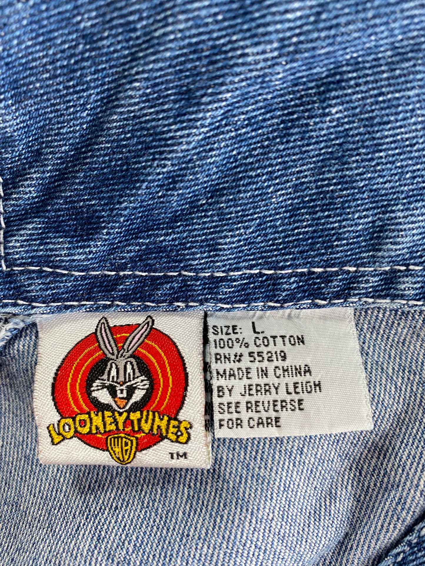 1999 LOONEY TUNES TWEETY Size L Vintage Denim Overall Shorts / A1583