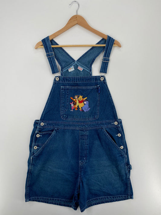 90's DISNEY WINNIE THE POOH Size L Vintage Denim Overall Shorts / A1586