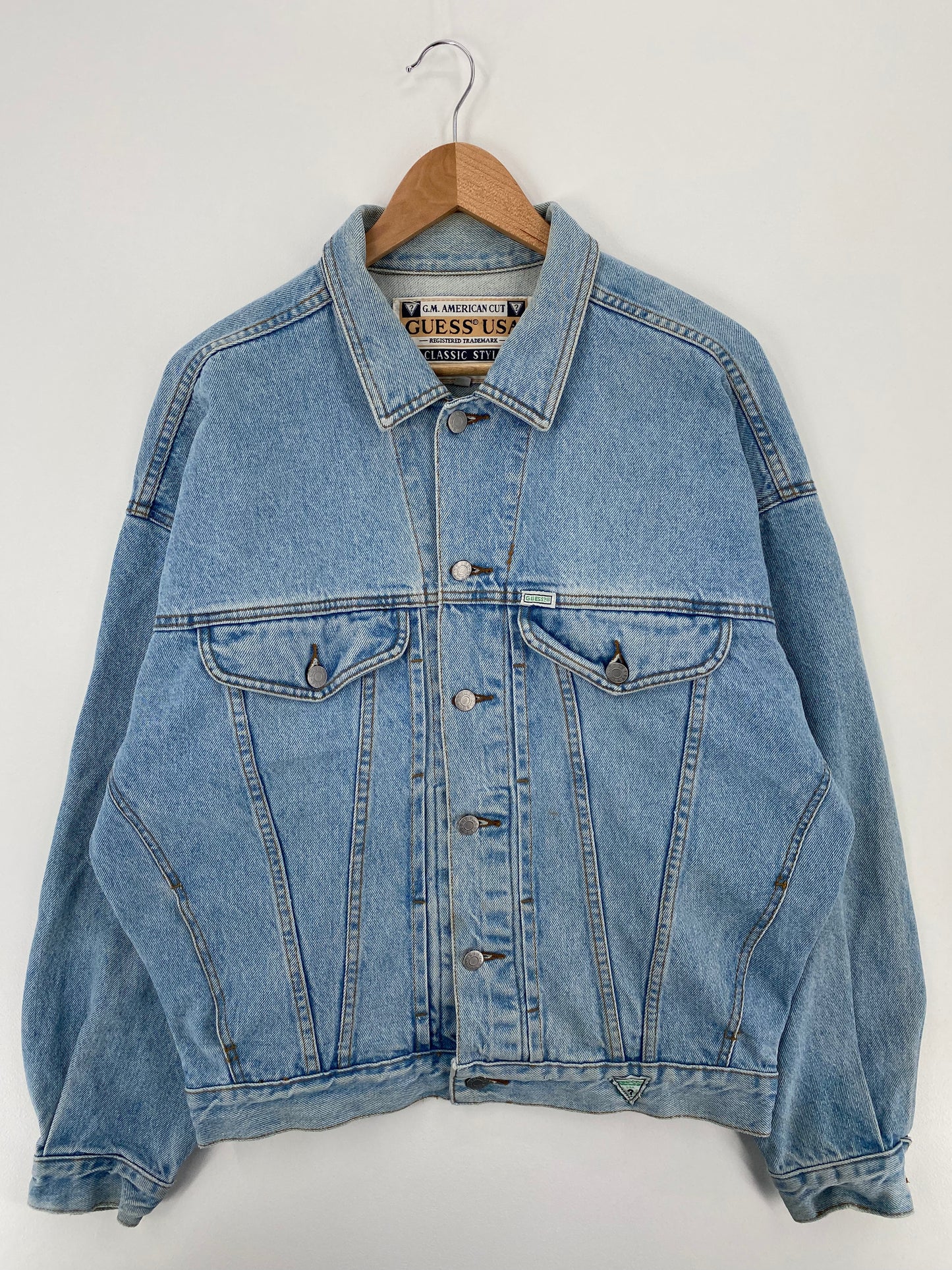 90's GUESS Made in USA Size L Vintage Denim Jacket / A1589