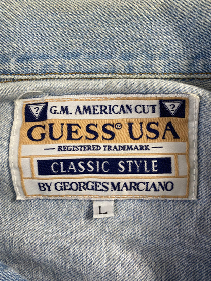 90's GUESS Made in USA Size L Vintage Denim Jacket / A1589