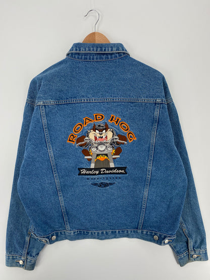 2000 HARLEY DAVIDSON x LOONEY TUNES TAZ Size L Vintage Denim Jacket / A1590