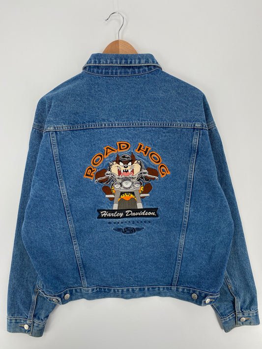 2000 HARLEY DAVIDSON x LOONEY TUNES TAZ Size L Vintage Denim Jacket / A1590