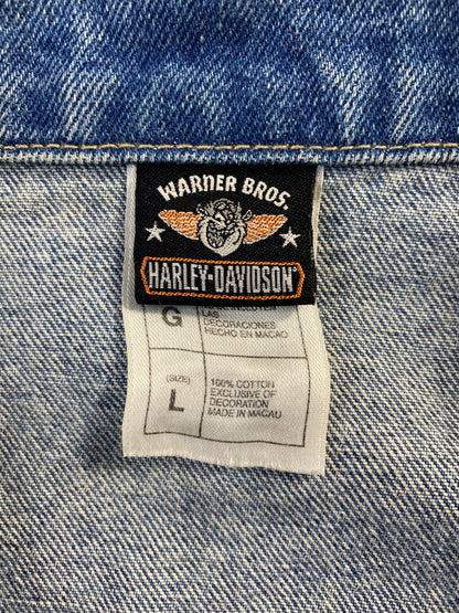 2000 HARLEY DAVIDSON x LOONEY TUNES TAZ Size L Vintage Denim Jacket / A1590