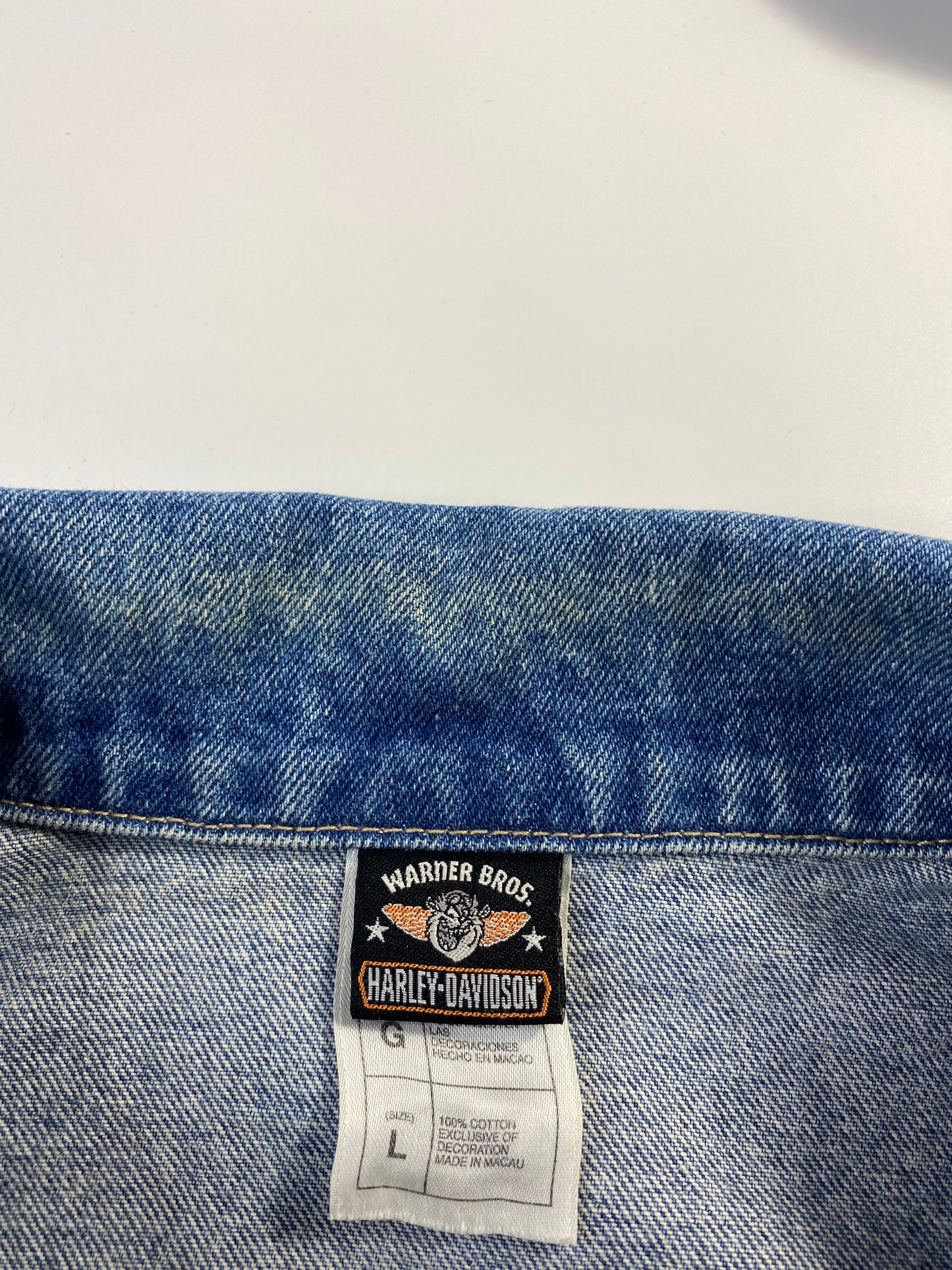 2000 HARLEY DAVIDSON x LOONEY TUNES TAZ Size L Vintage Denim Jacket / A1590