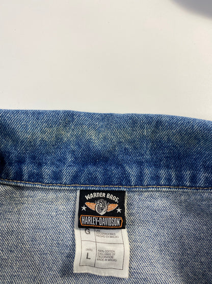 2000 HARLEY DAVIDSON x LOONEY TUNES TAZ Size L Vintage Denim Jacket / A1590