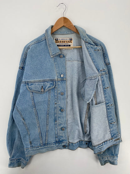 90's GUESS Made in USA Size L Vintage Denim Jacket / A1589