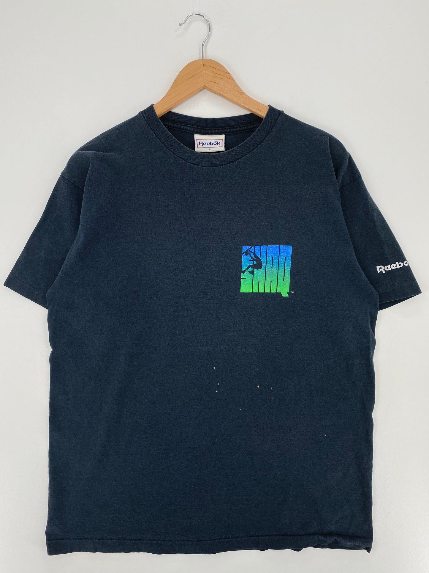 90's Reebok SHAQ Made in USA Size L Vintage NBA T-shirt / A1724