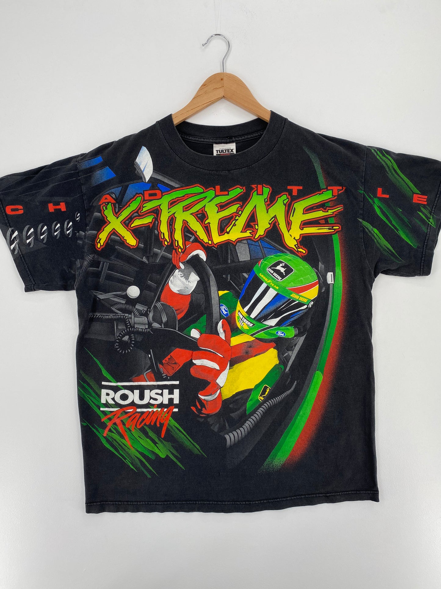 90's CHAD LITTLE x JOHN DEERE Size L Vintage Racing T-Shirt / A1767