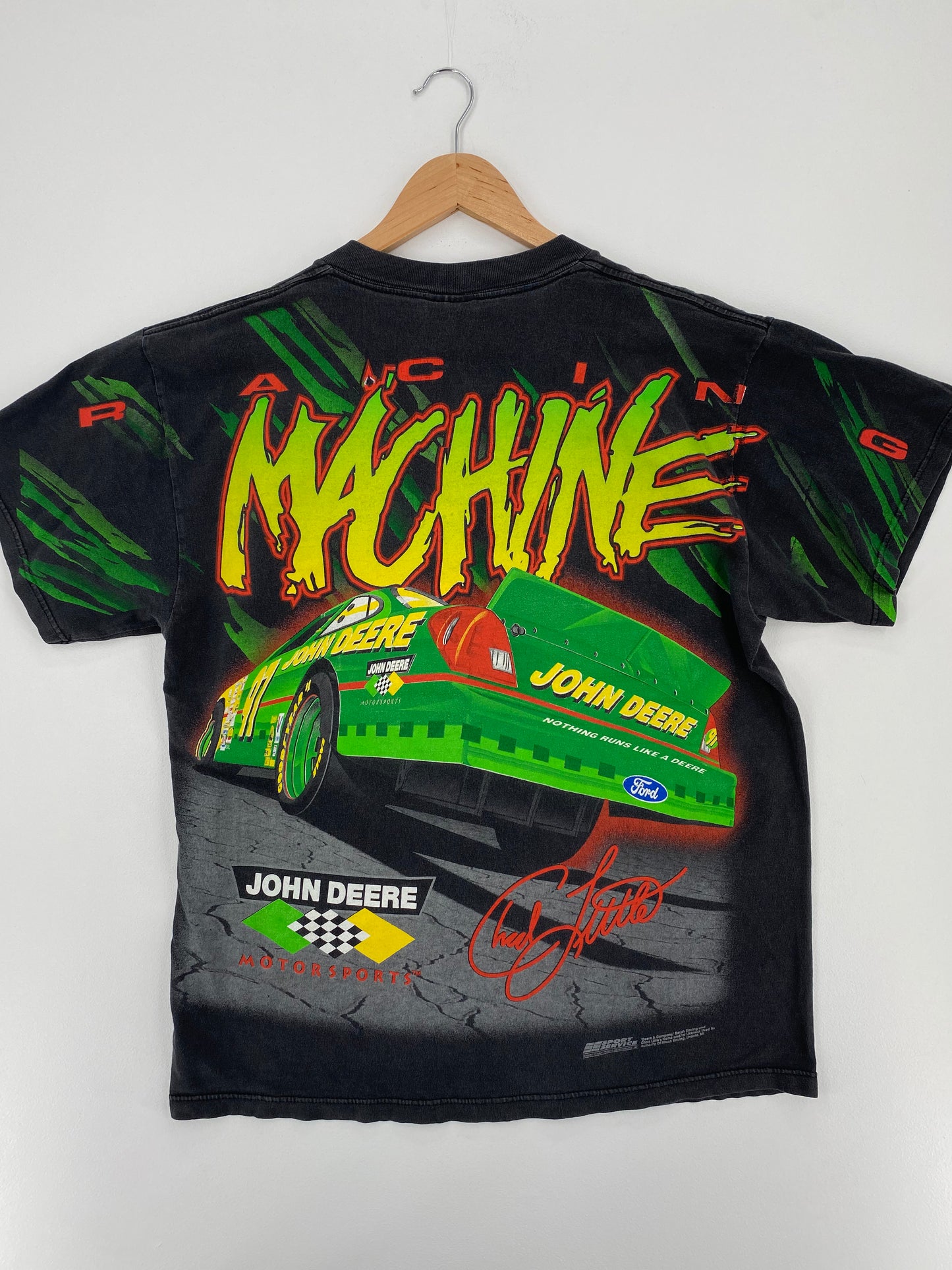 90's CHAD LITTLE x JOHN DEERE Size L Vintage Racing T-Shirt / A1767