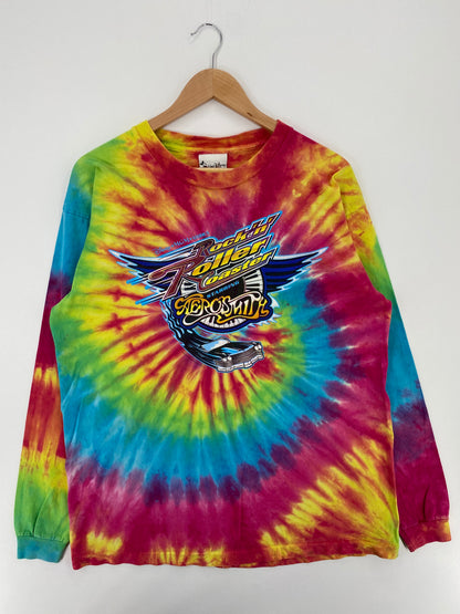 00' DISNEY x AERO SMITH  ROCK'N' ROLLER COASTER Tie Dye Size XL Vintage Long Sleeve T- Shirt / A1812