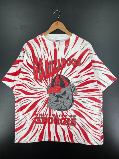 90's GEORGIA BULLDOGS Size XL Vintage College T- Shirt / A1884