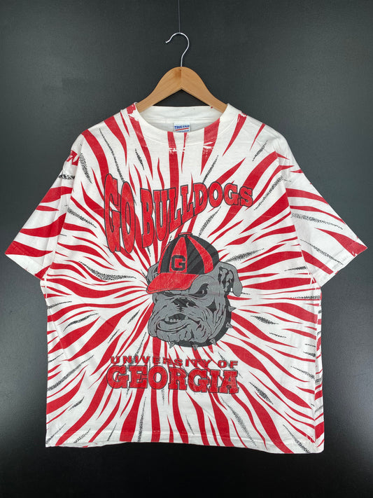 90's GEORGIA BULLDOGS Size XL Vintage College T- Shirt / A1884