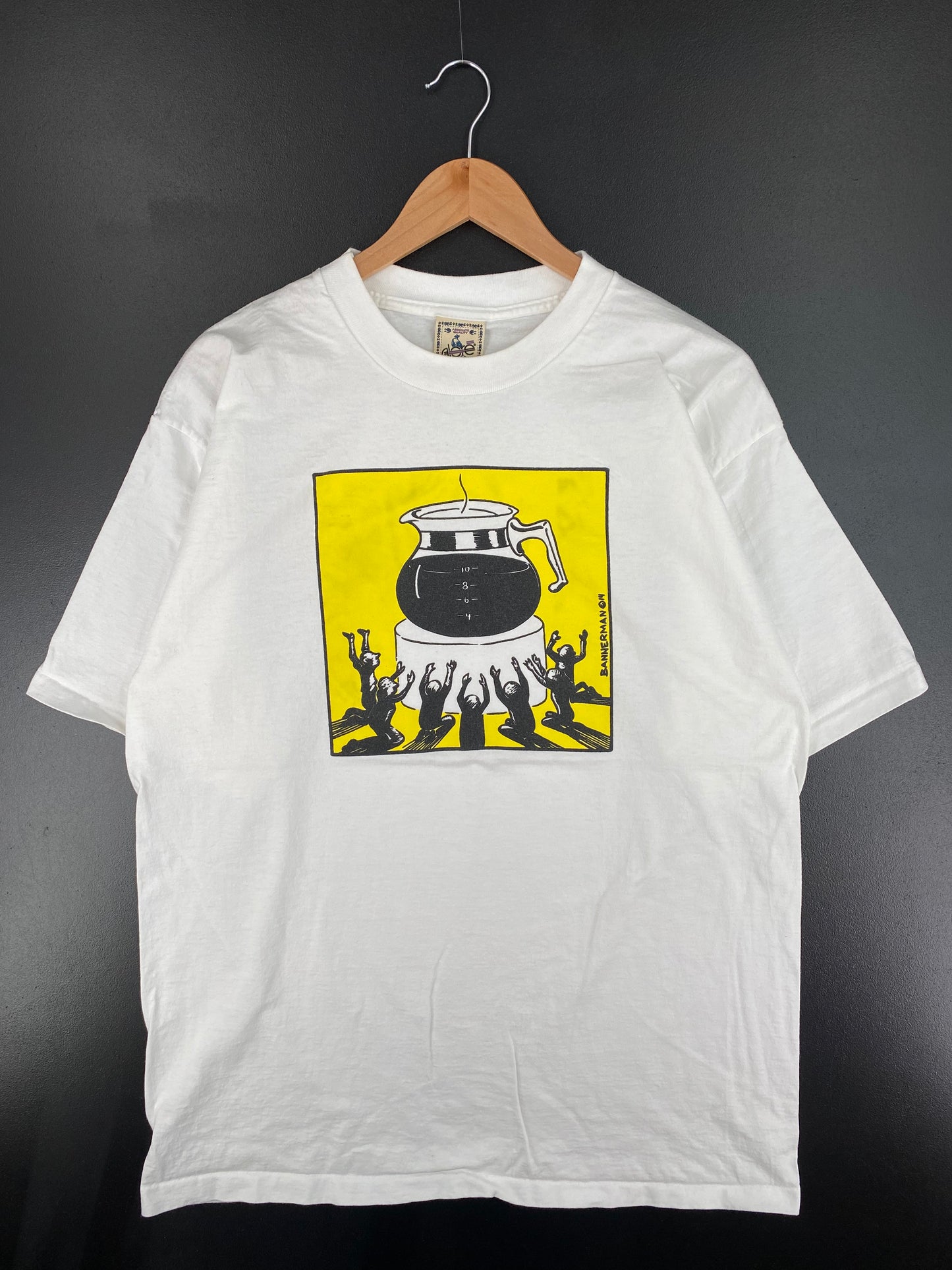 90's BANNERMAN COFFEE WORSHIP Made in USA Size XL Vintage T-Shirt / A2063