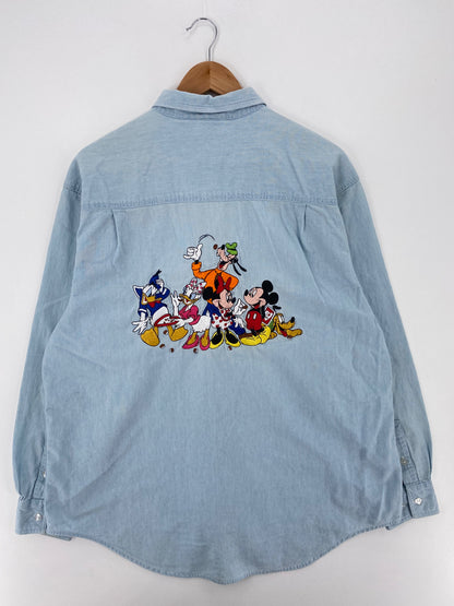 00' DISNEY MICKEY AND FRIENDS Size XL Vintage Button-Down Shirt / A2119