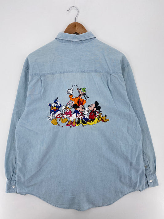 00' DISNEY MICKEY AND FRIENDS Size XL Vintage Button-Down Shirt / A2119