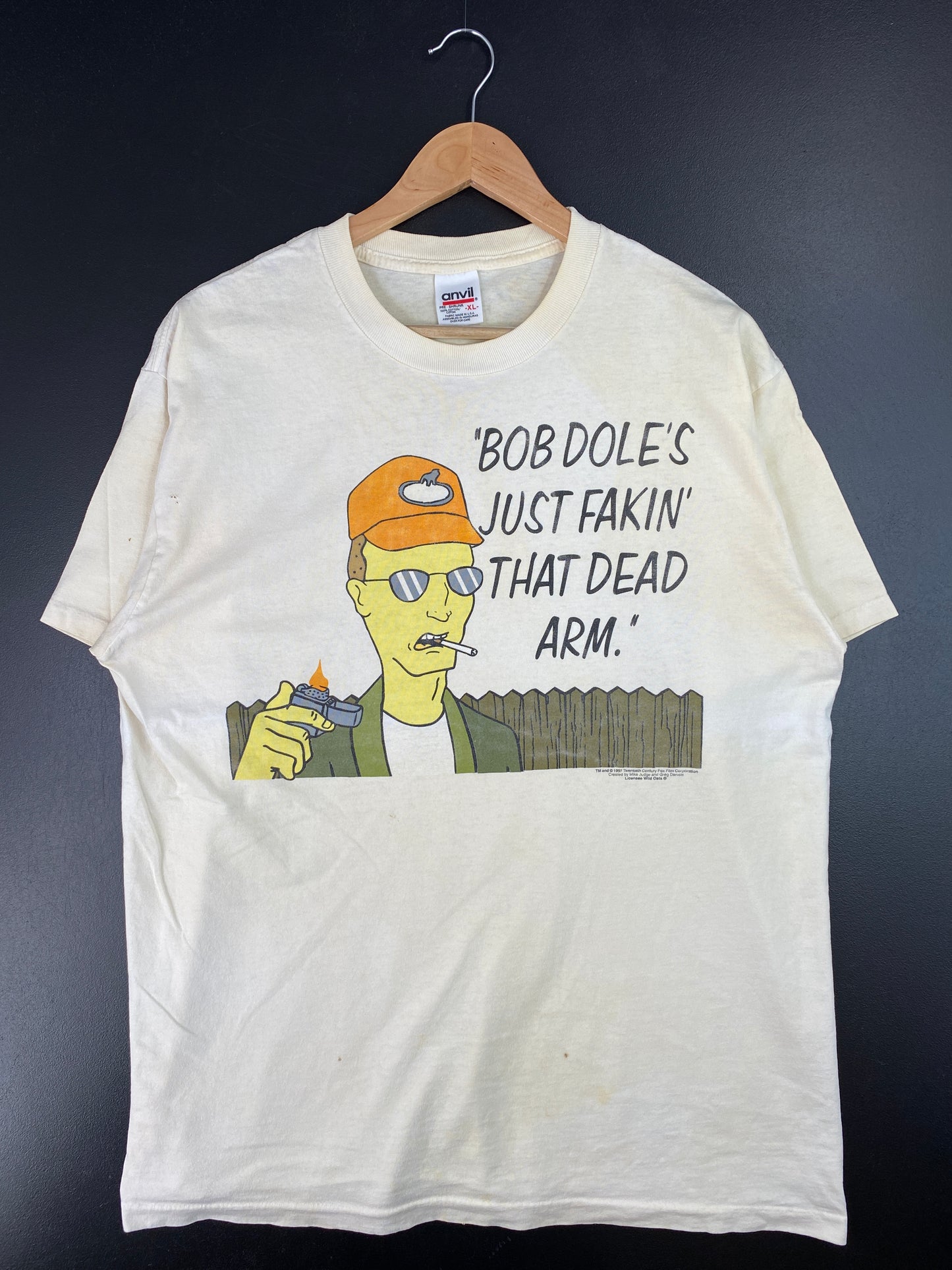 1997 KING OF THE HILL DALE GRIBBLE Size XL Vintage T-Shirts / A6727