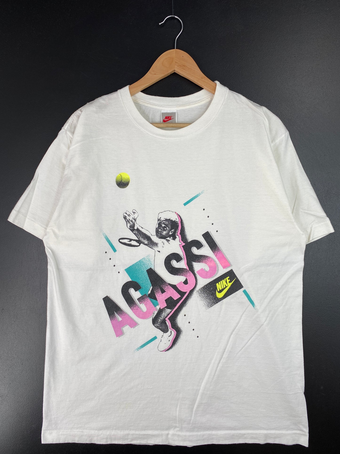 90's NIKE SILVER TAG ANDRE AGASSI Made in USA Size L Vintage T-Shirts / A6725