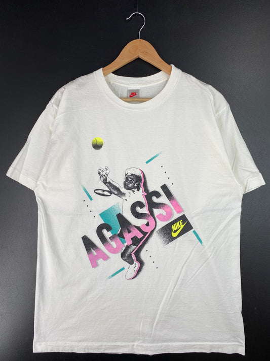 90's NIKE SILVER TAG ANDRE AGASSI Made in USA Size L Vintage T-Shirts / A6725