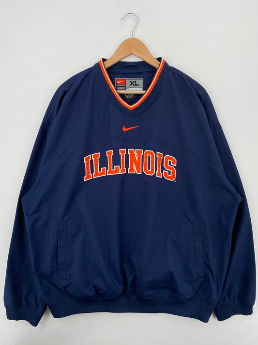 00' NIKE ILLINOIS Size XL Vintage College Warm-Up Jersey / A6776