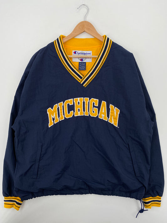 00' CHAMPION MICHIGAN Size L Vintage College Nylon Warm-Up Jersey / A6774