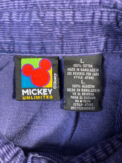 00' DISNEY MICKEY AND MINNIE Size Ladies L Vintage Corduroy Button down Shirts / A7467