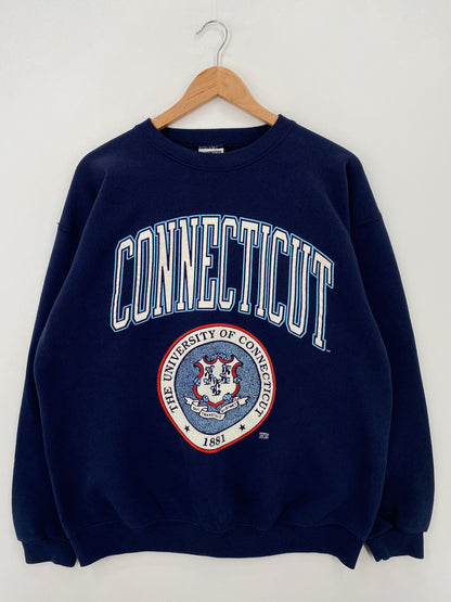 90's UNIVERSITY OF CONNECTICUT Size XL Vintage College Sweat-Shirt / A7526