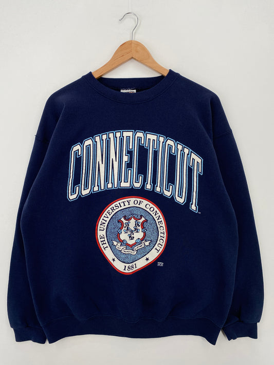 90's UNIVERSITY OF CONNECTICUT Size XL Vintage College Sweat-Shirt / A7526