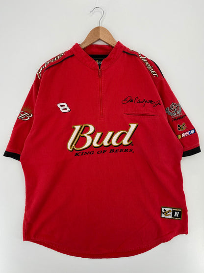 Vintage NASCAR DALE EARNHARDT JR x BUDWEISER Size XL Racing Half Zip T-Shirt / A2451