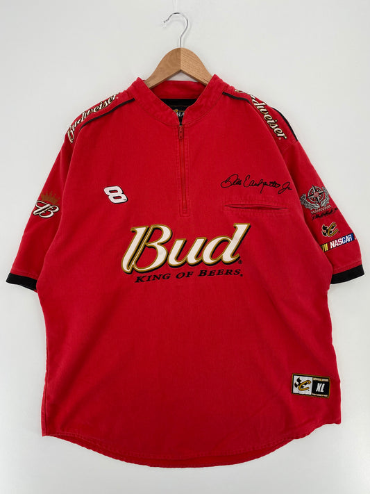 Vintage NASCAR DALE EARNHARDT JR x BUDWEISER Size XL Racing Half Zip T-Shirt / A2451