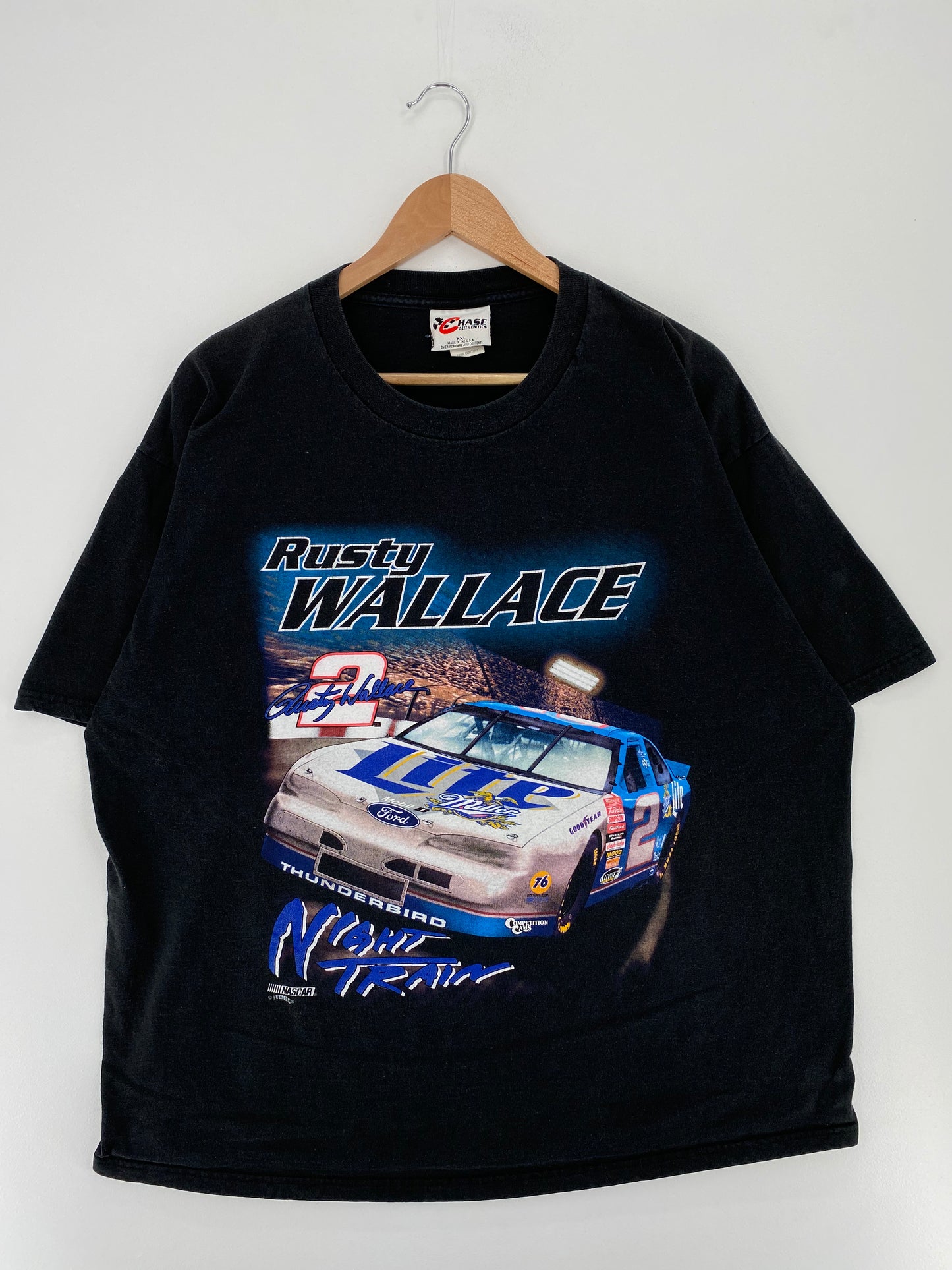 90's NASCAR RUSTY WALLACE Made in USA Size XXL Vintage Racing T-Shirt / A2455