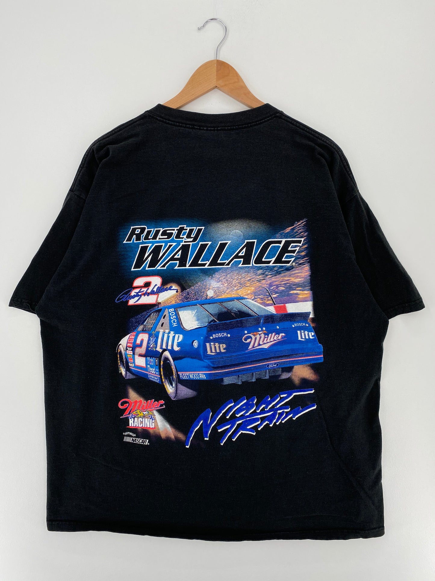 90's NASCAR RUSTY WALLACE Made in USA Size XXL Vintage Racing T-Shirt / A2455