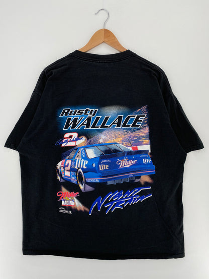 90's NASCAR RUSTY WALLACE Made in USA Size XXL Vintage Racing T-Shirt / A2455