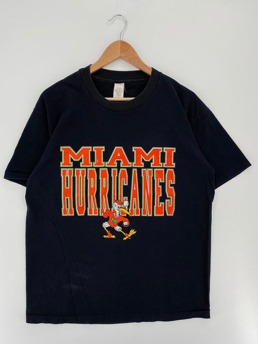 90's MIAMI HURRICANES Made in USA Size XL Vintage College T-Shirt / A2460