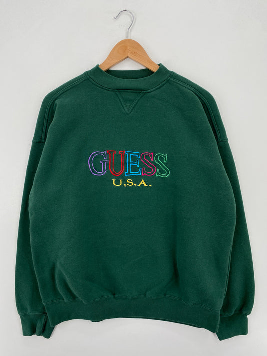 90's GUESS Made in USA Size No Tag (Approx.XL) Vintage Sweat-shirt / A7632