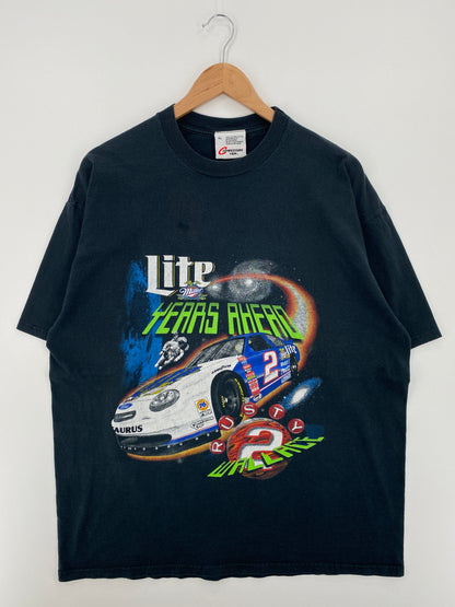 1998 NASCAR RUSTY WALLACE x MILLER LITE Size XL Vintage Racing T-Shirt / A8177