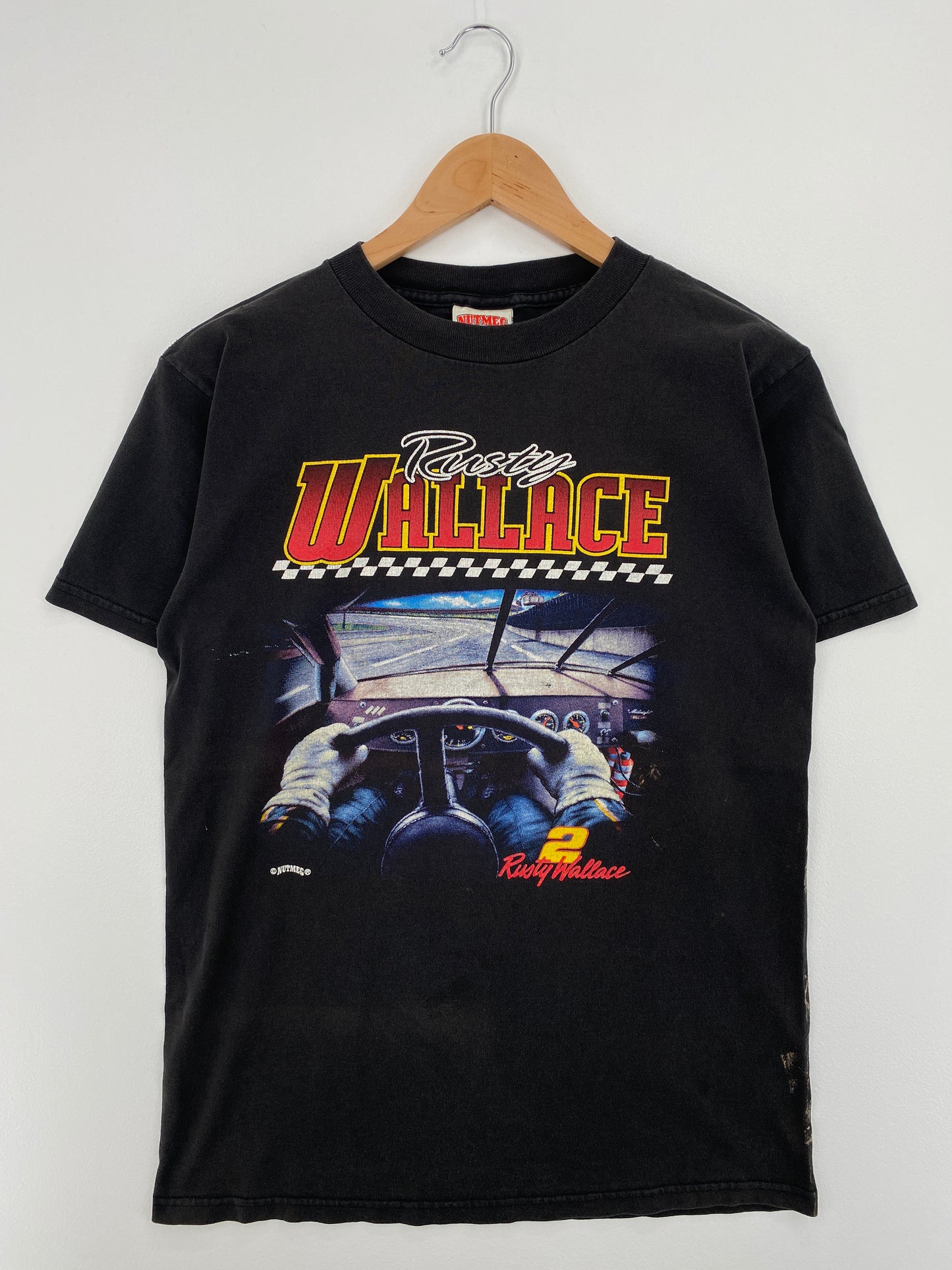 90's NASCAR RUSTY WALLACE Made in USA Size XL Vintage Racing T-Shirt / A8180