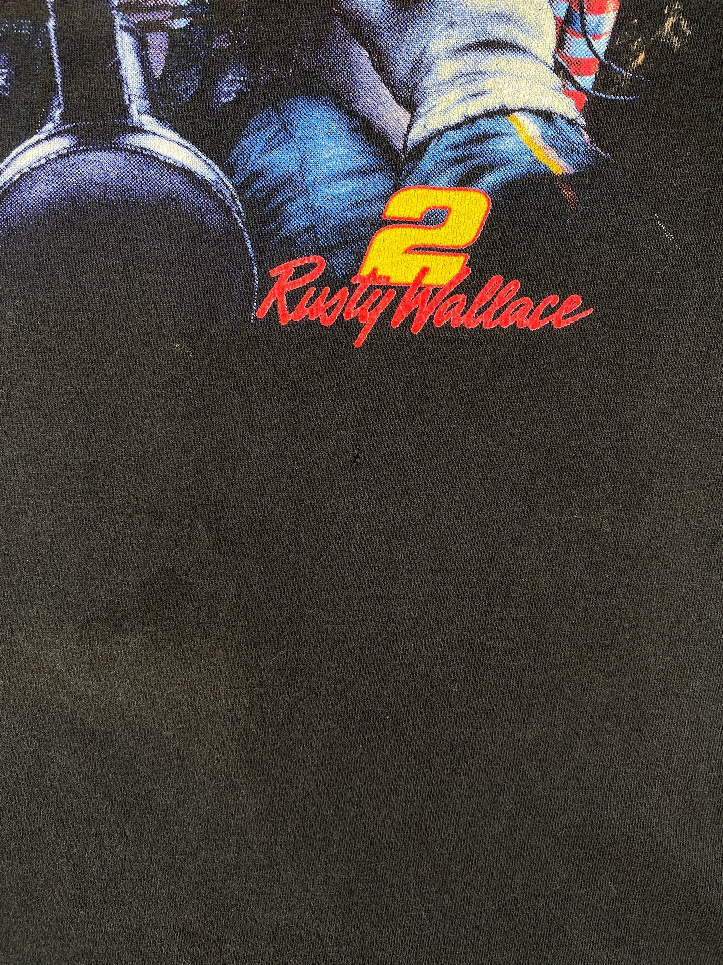 90's NASCAR RUSTY WALLACE Made in USA Size XL Vintage Racing T-Shirt / A8180