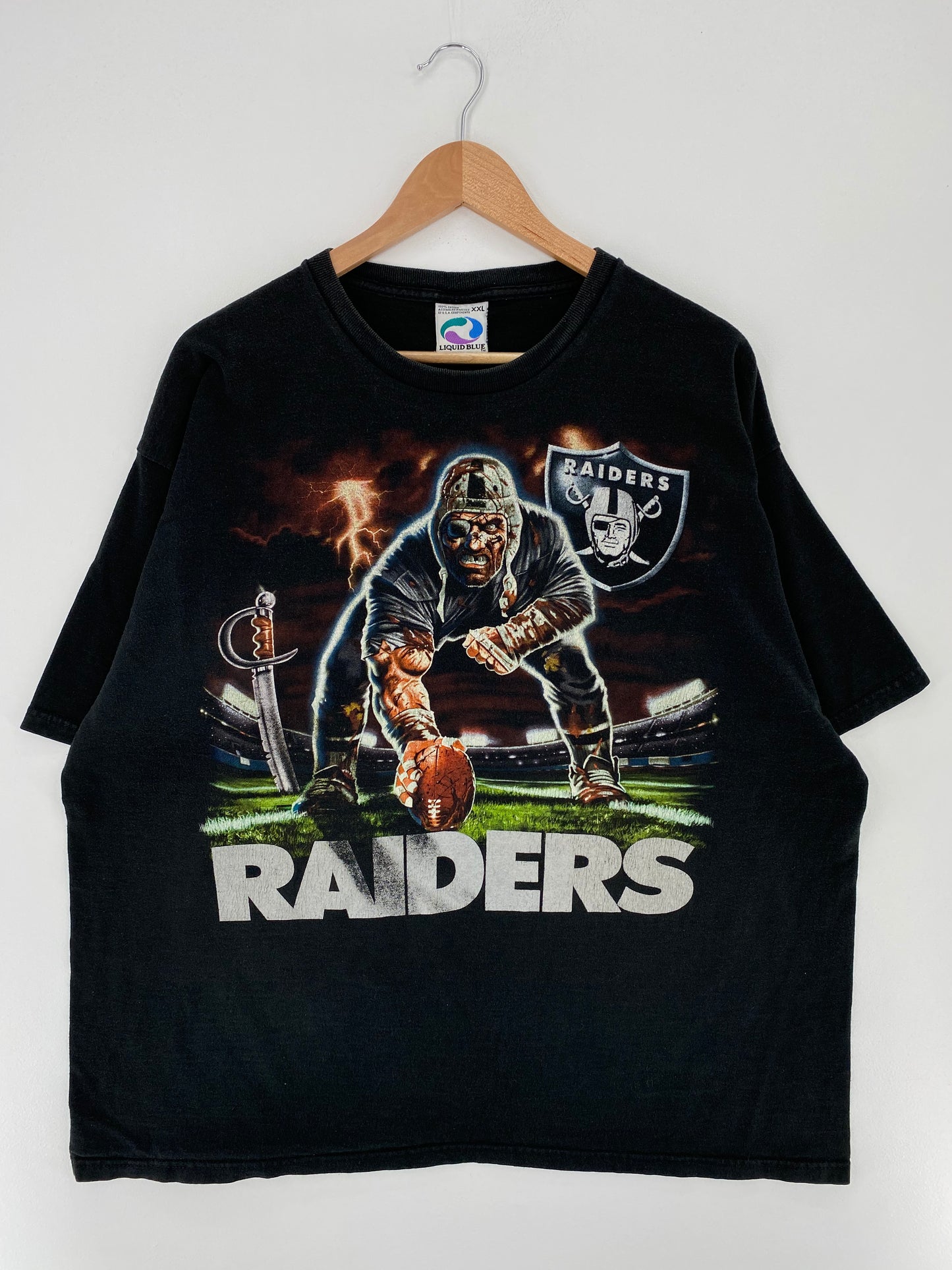 00’ LIQUID BLUE x RAIDERS Size XXL Vintage NFL T-Shirts / A2786