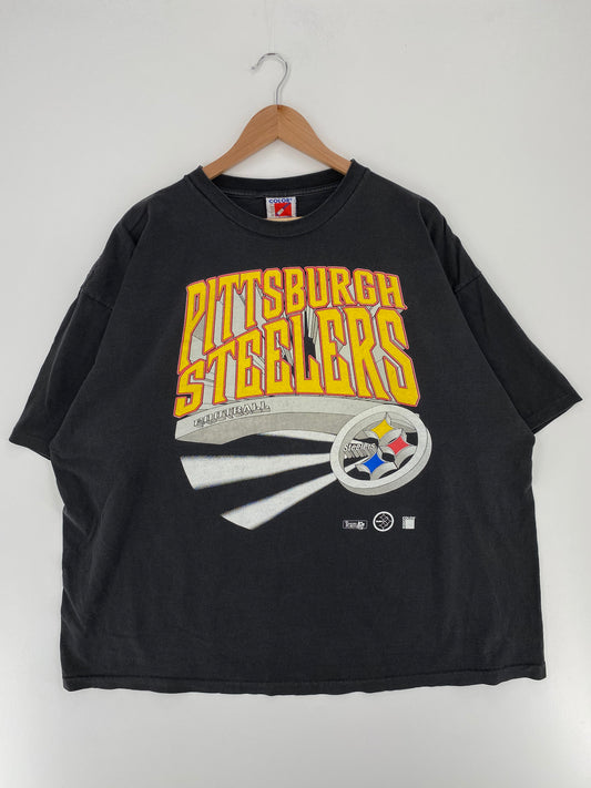 90's PITTSBURGH STEELERS Made in USA Size No Tag (Approx.XXL) Vintage NFL T-Shirts / A2794
