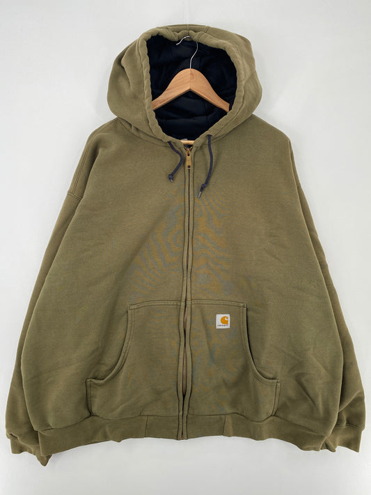 Vintage CARHARTT Size No Tag(Approx.XXL) Zip-up Hoodie Sweat-Shirt / E291