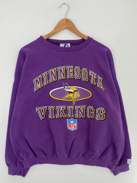 90's MINNESOTA VIKINGS Made in USA Size XL Vintage NFL Sweat-shirt / E309