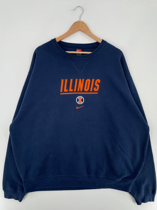 00' NIKE x ILLINOIS Size XXL Vintage College Sweat-shirt / E1924S