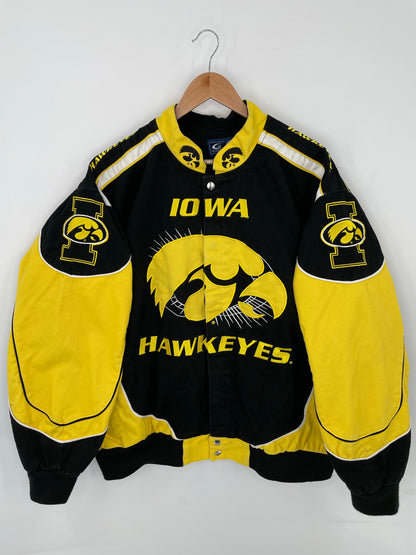 Vintage IOWA HAWKEYES Size No Tag (Approx.L) Racing Jacket  / K8382